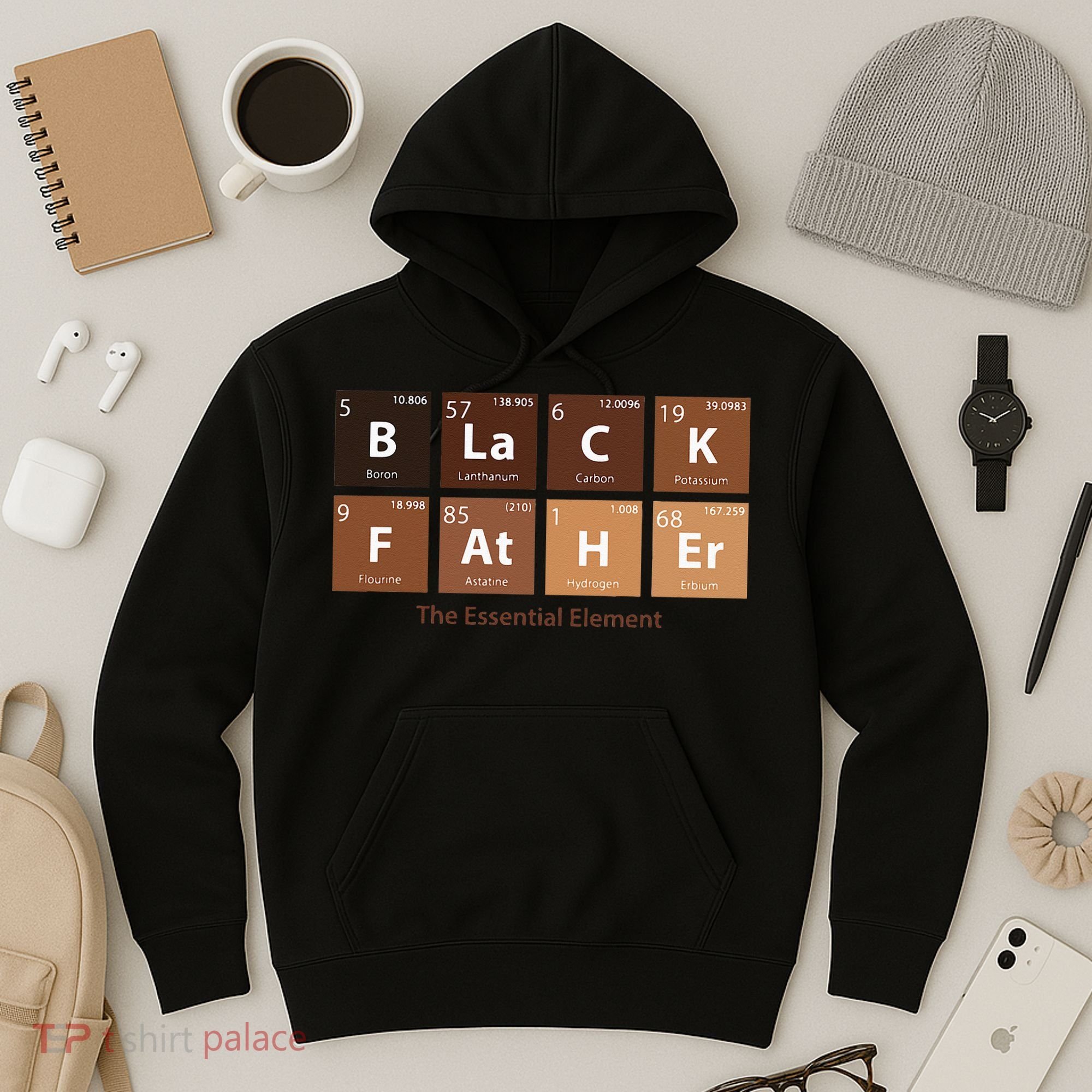 Black Father Essential Element Father's Day Funny Black Dad Hoodie