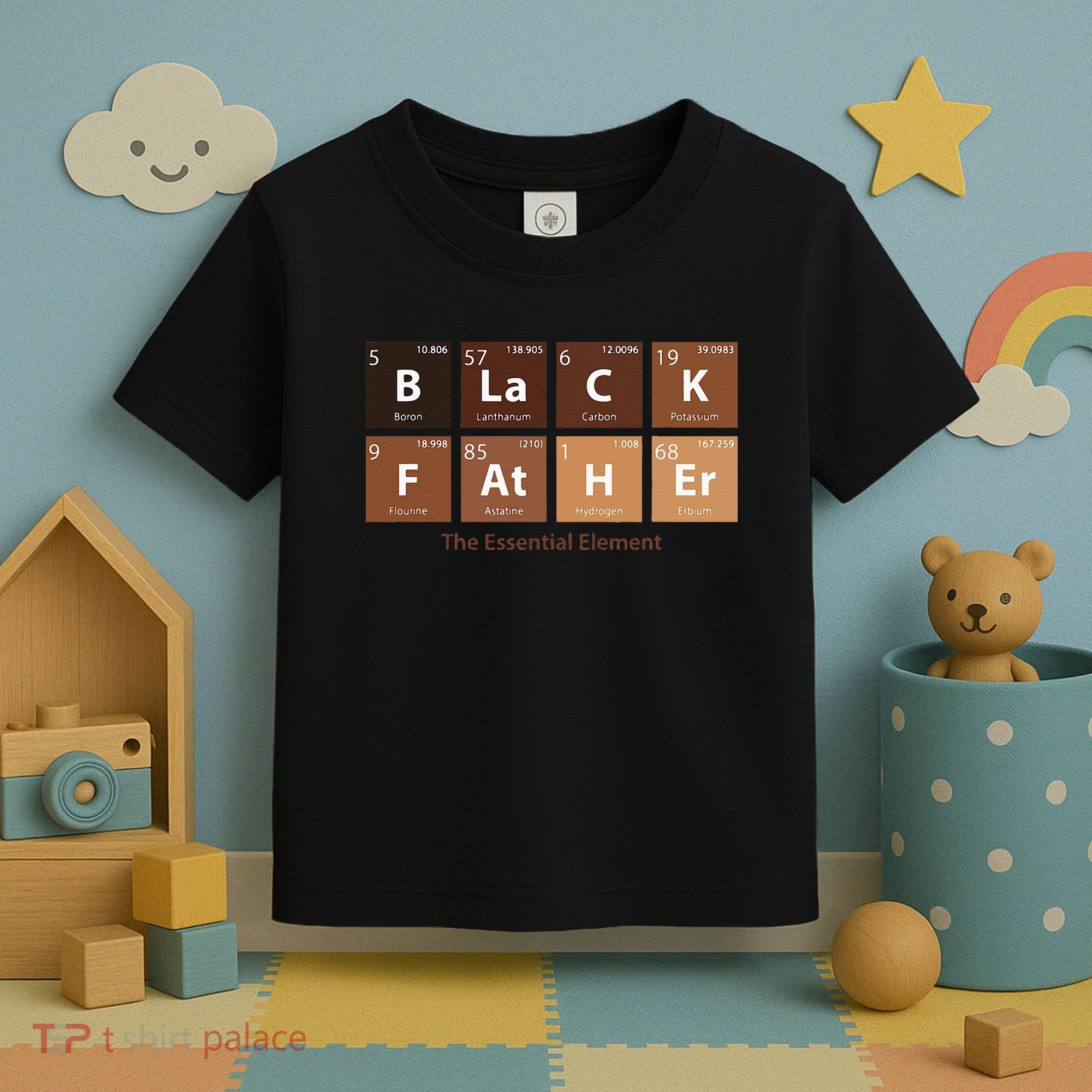 Black Father Essential Element Father's Day Funny Black Dad Toddler T-Shirt