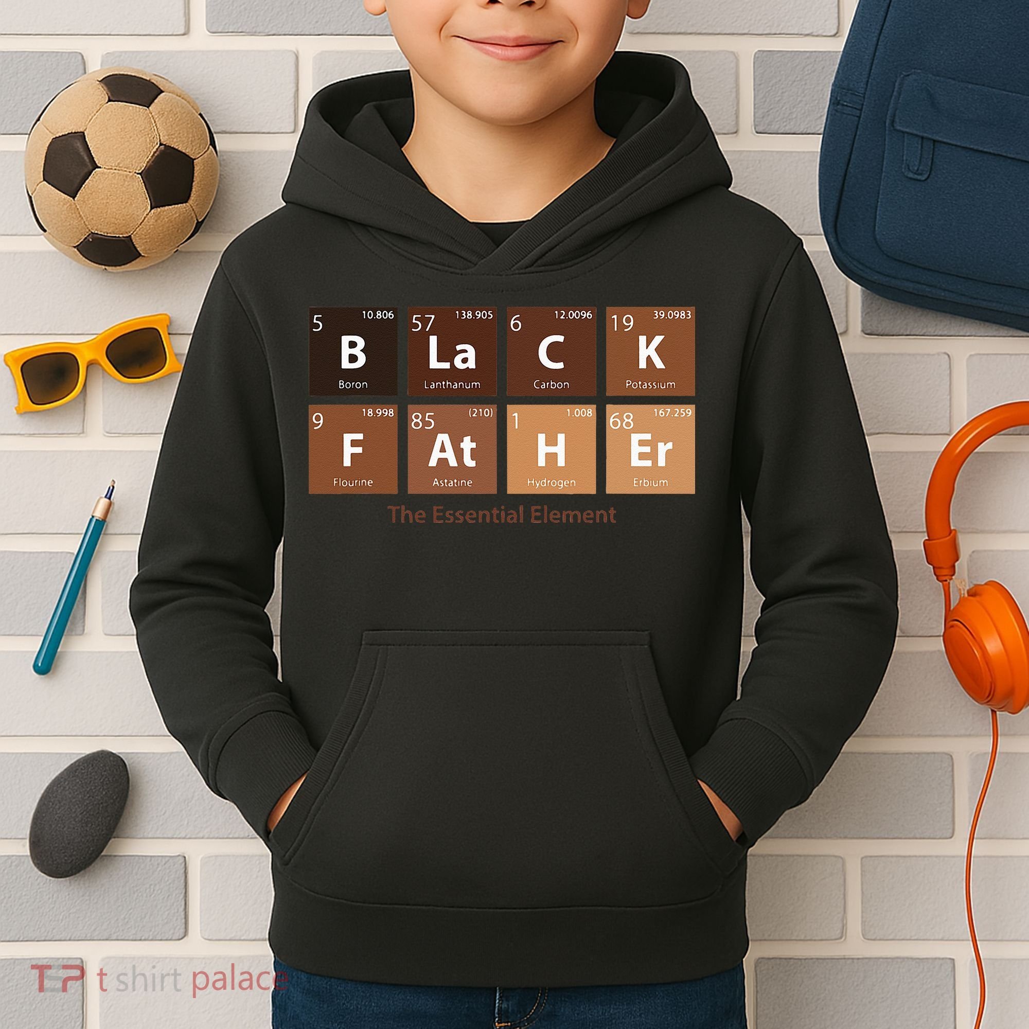 Black Father Essential Element Father's Day Funny Black Dad Kids Hoodie