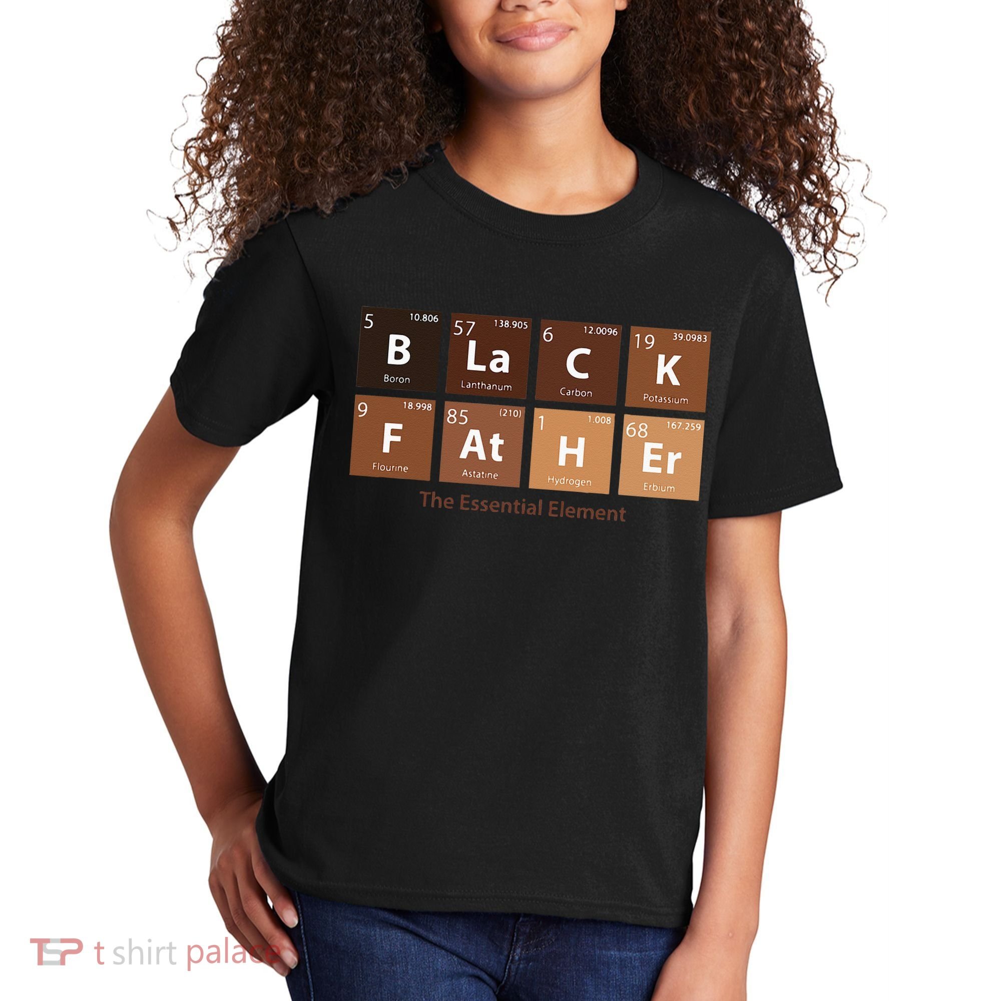 Black Father Essential Element Father's Day Funny Black Dad Kids T-Shirt