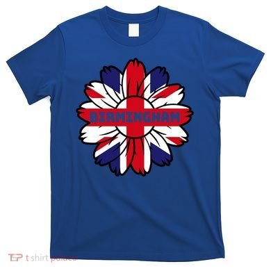 British Flag England Uk Sunflower Birmingham Union Jack Gift T-Shirt