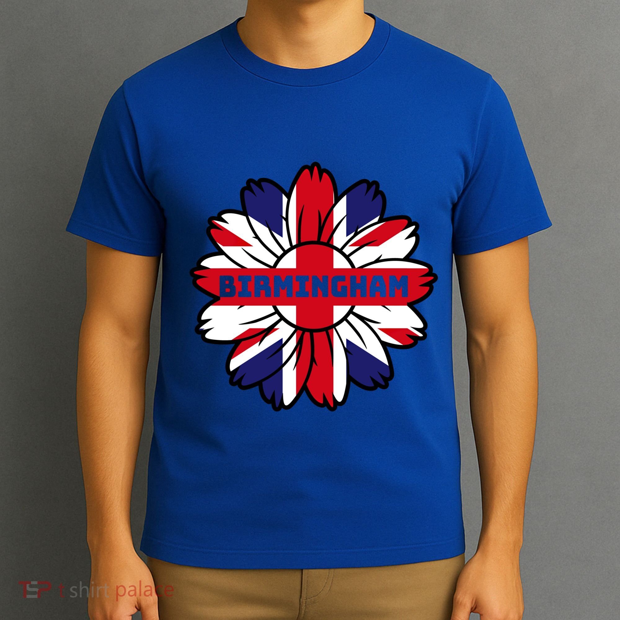 British Flag England Uk Sunflower Birmingham Union Jack Gift T-Shirt