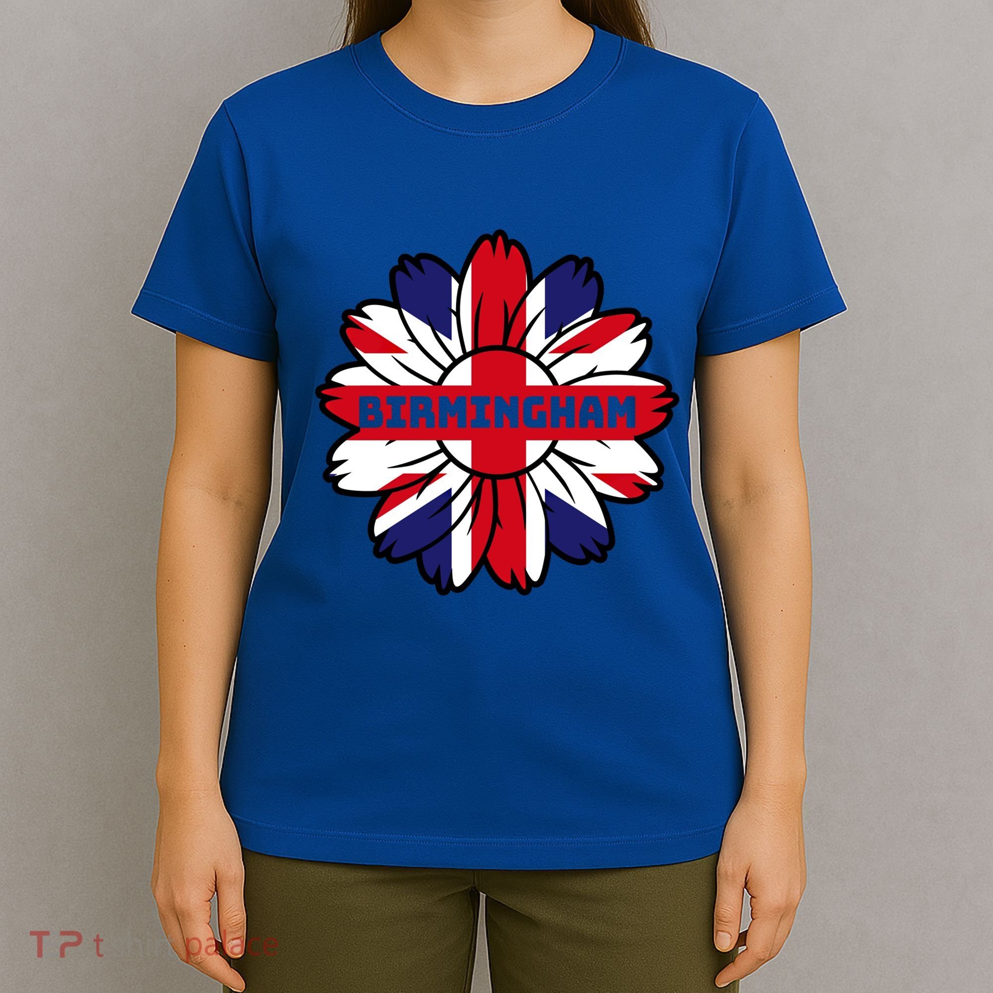 British Flag England Uk Sunflower Birmingham Union Jack Gift T-Shirt