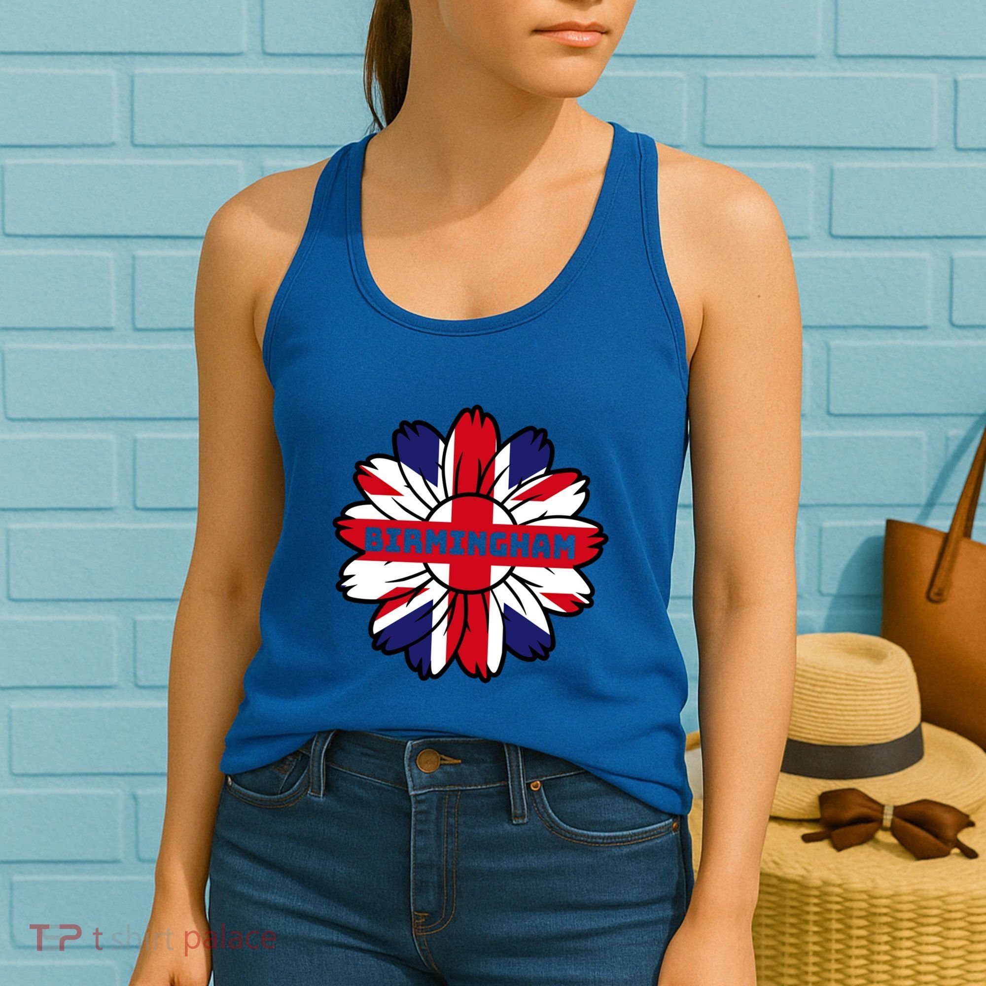 British Flag England Uk Sunflower Birmingham Union Jack Gift Women's Tank Top
