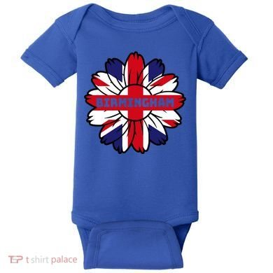 British Flag England Uk Sunflower Birmingham Union Jack Gift Baby Bodysuit