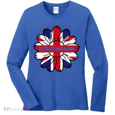 British Flag England Uk Sunflower Birmingham Union Jack Gift Women's Long Sleeve Shirt