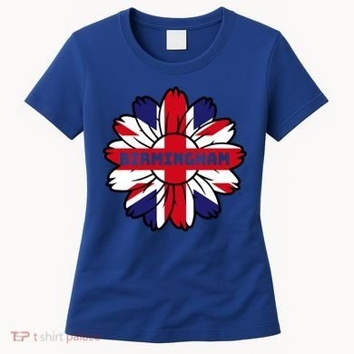 British Flag England Uk Sunflower Birmingham Union Jack Gift Women's T-Shirt