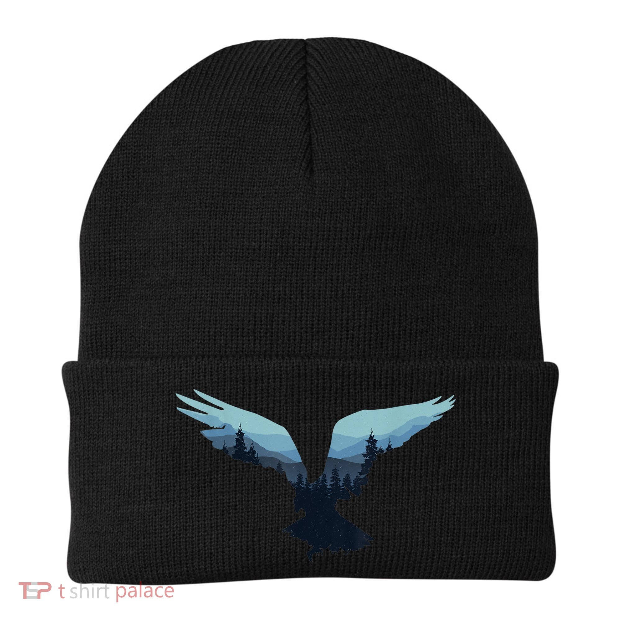 Beautiful Flying Eagle Night Sky Forest Bird Silhouette Gift Beanie