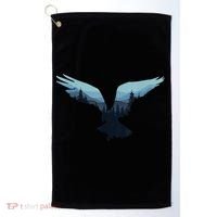 Beautiful Flying Eagle Night Sky Forest Bird Silhouette Gift Golf Towel thumb 0