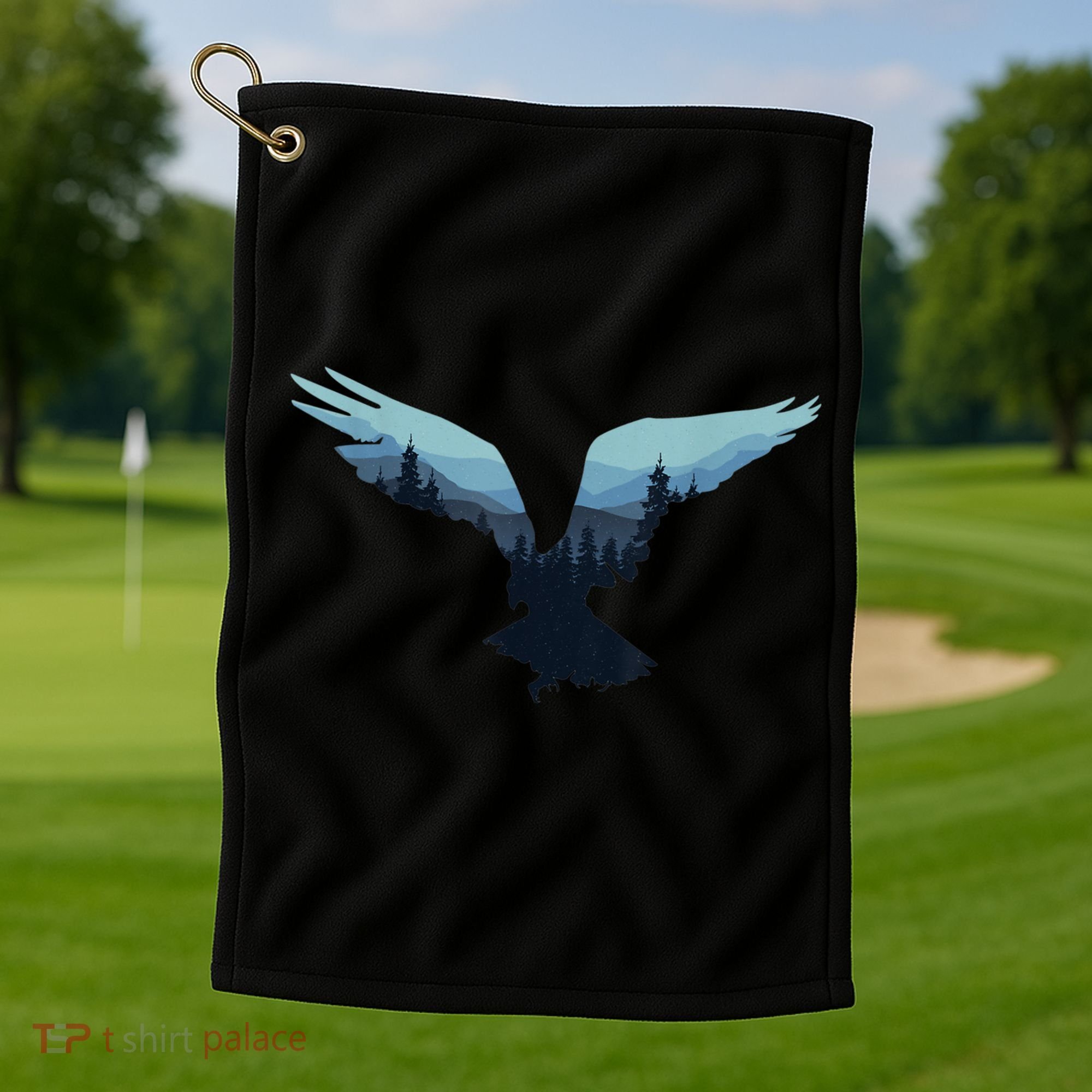 Beautiful Flying Eagle Night Sky Forest Bird Silhouette Gift Golf Towel