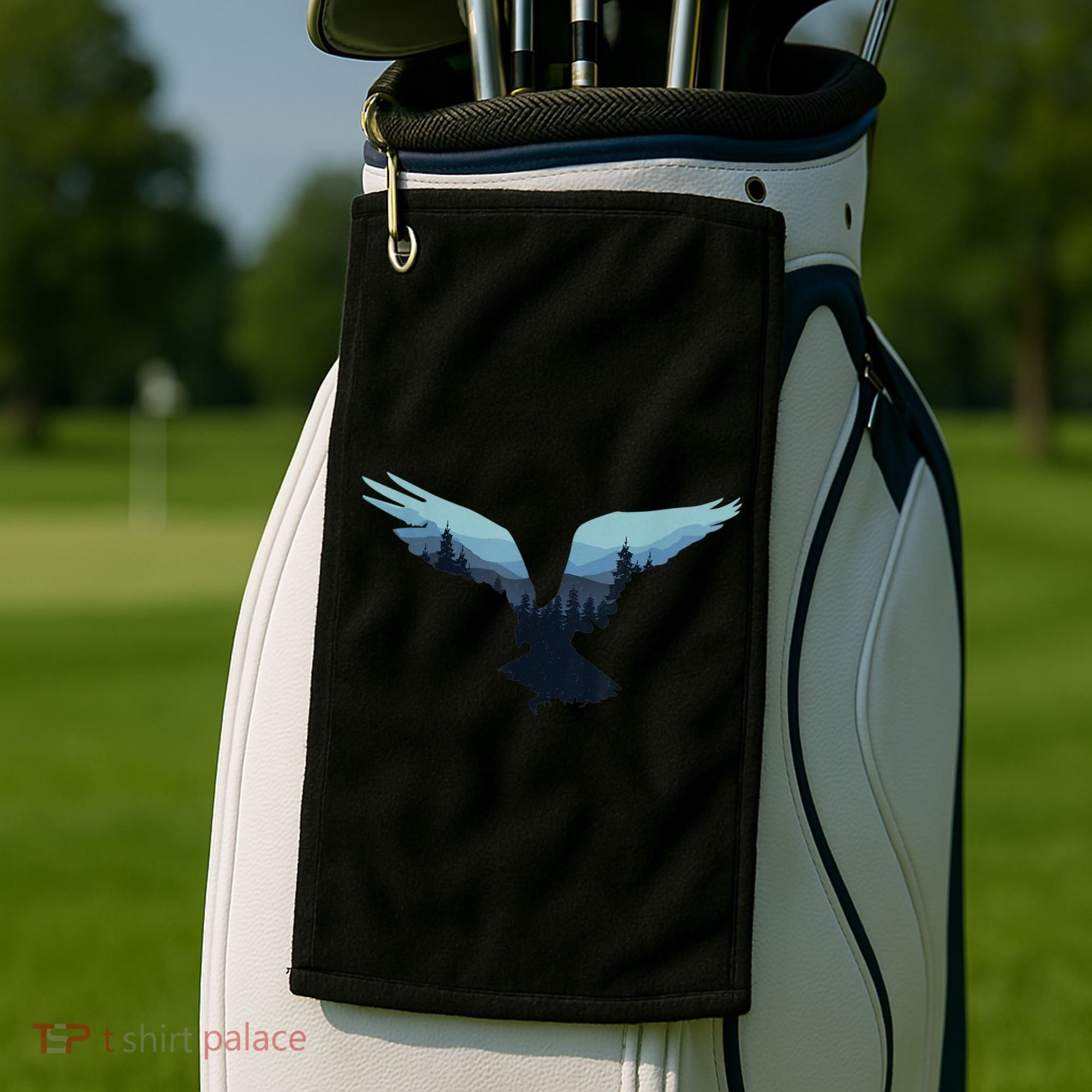 Beautiful Flying Eagle Night Sky Forest Bird Silhouette Gift Golf Towel