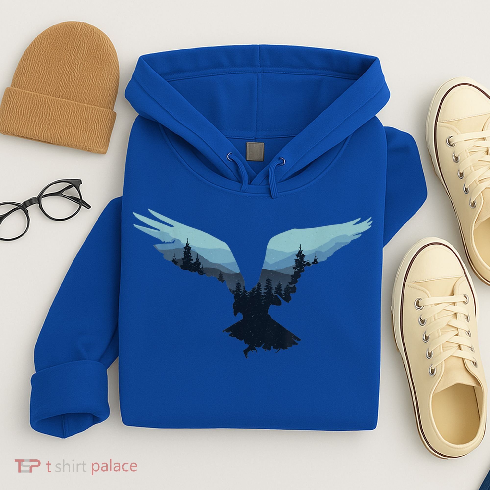 Beautiful Flying Eagle Night Sky Forest Bird Silhouette Gift Hoodie