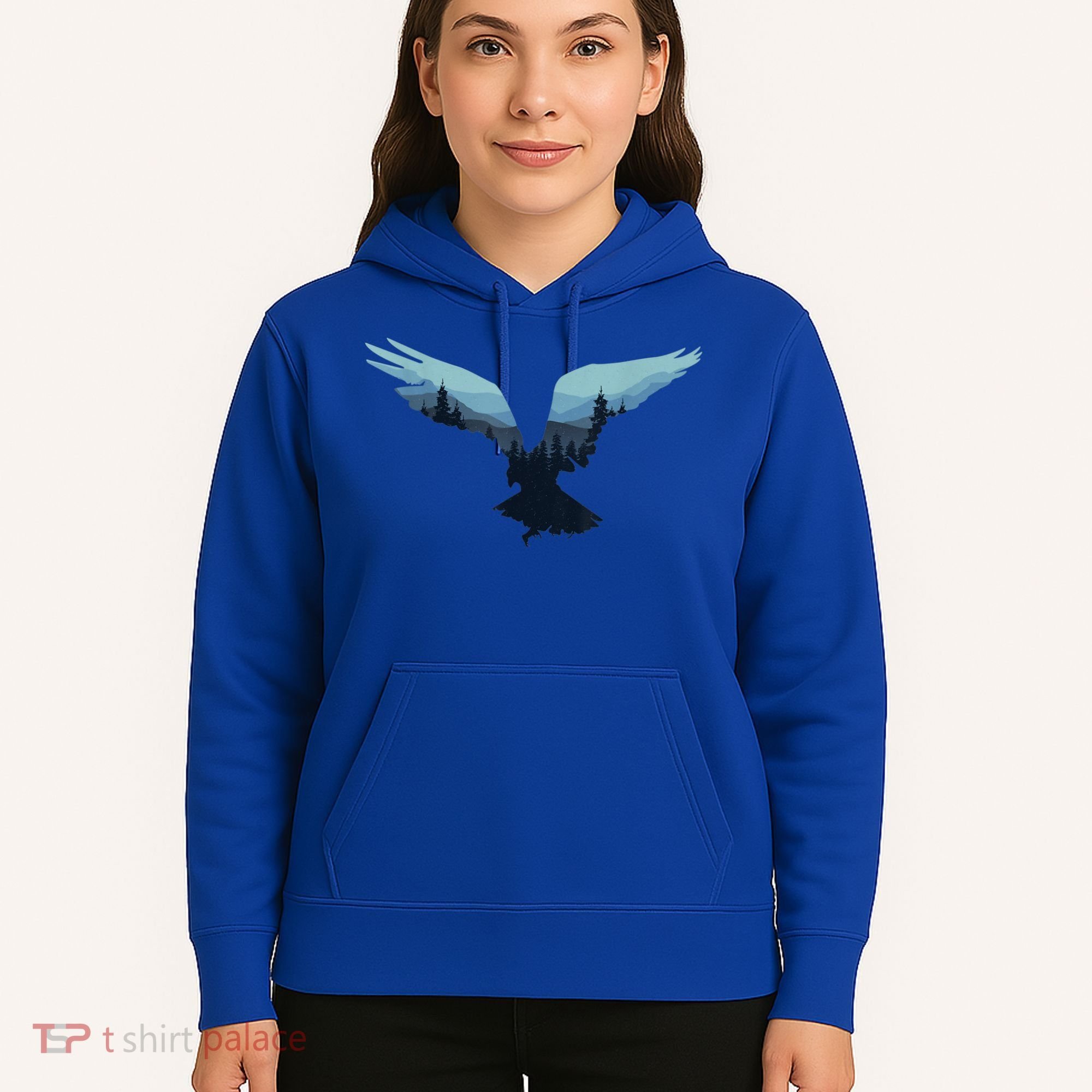 Beautiful Flying Eagle Night Sky Forest Bird Silhouette Gift Hoodie