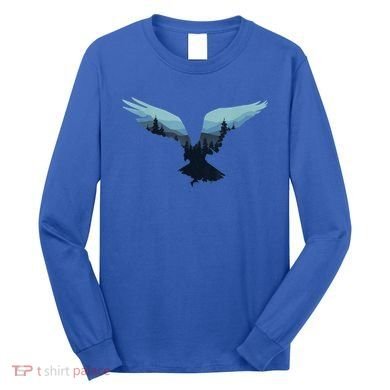 Beautiful Flying Eagle Night Sky Forest Bird Silhouette Gift Long Sleeve Shirt