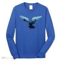Beautiful Flying Eagle Night Sky Forest Bird Silhouette Gift Long Sleeve Shirt thumb 0