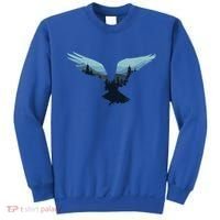 Beautiful Flying Eagle Night Sky Forest Bird Silhouette Gift Sweatshirt thumb 0