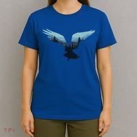 Beautiful Flying Eagle Night Sky Forest Bird Silhouette Gift T-Shirt thumb 4