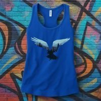 Beautiful Flying Eagle Night Sky Forest Bird Silhouette Gift Women's Tank Top thumb 3