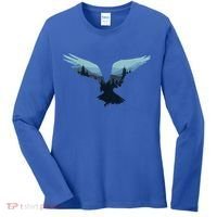 Beautiful Flying Eagle Night Sky Forest Bird Silhouette Gift Women's Long Sleeve Shirt thumb 0