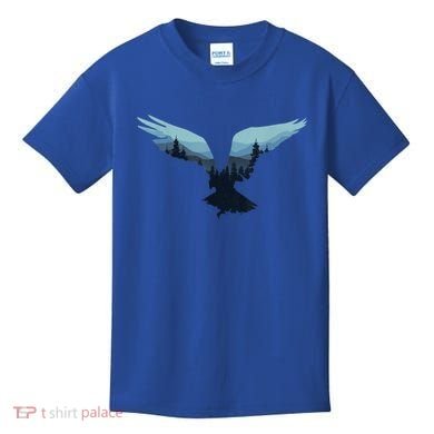 Beautiful Flying Eagle Night Sky Forest Bird Silhouette Gift Kids T-Shirt