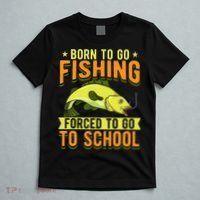 Born Fishing Forced To Go School Funny Fish T-Shirt thumb 5