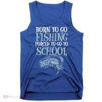 Born Fishing Forced To School Tank Top thumb 0