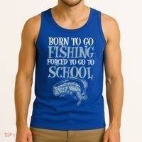 Born Fishing Forced To School Tank Top thumb 3