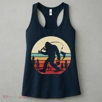 Bigfoot Fishing Funny Retro Sasquatch Dad Women's Tank Top thumb 3