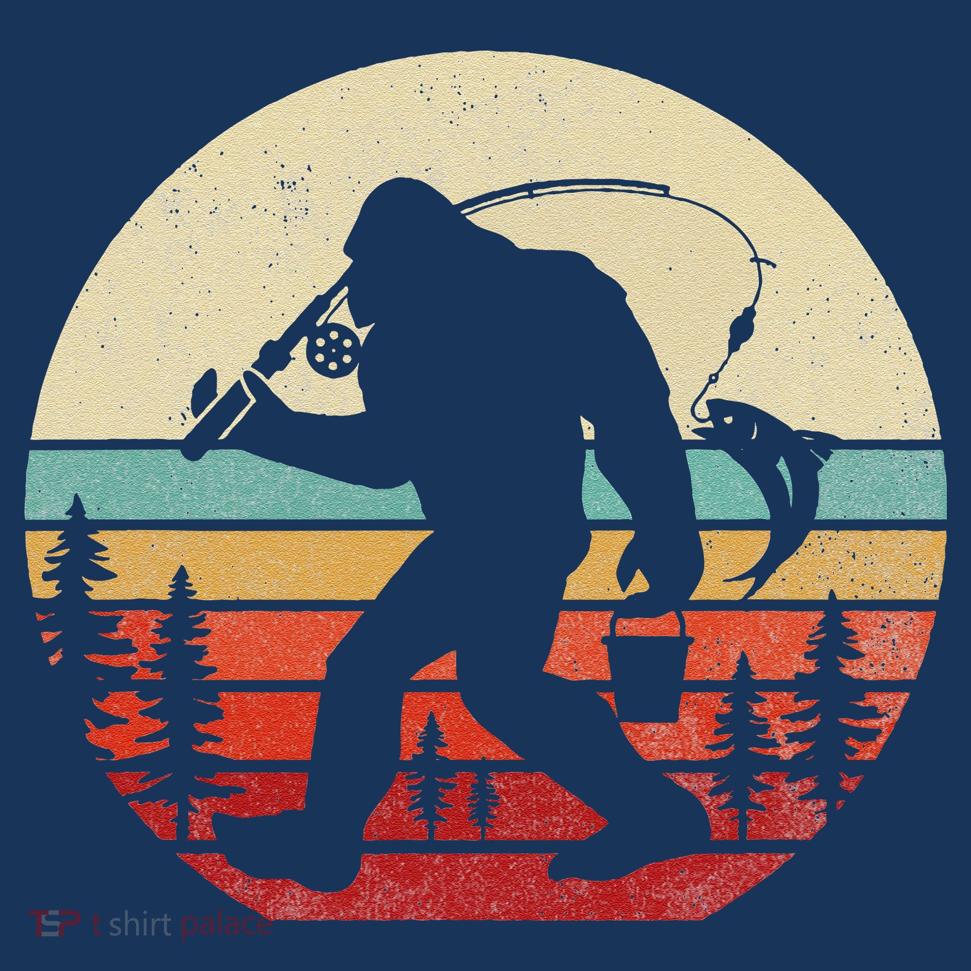 Bigfoot Fishing Funny Retro Sasquatch Dad Women's Tank Top