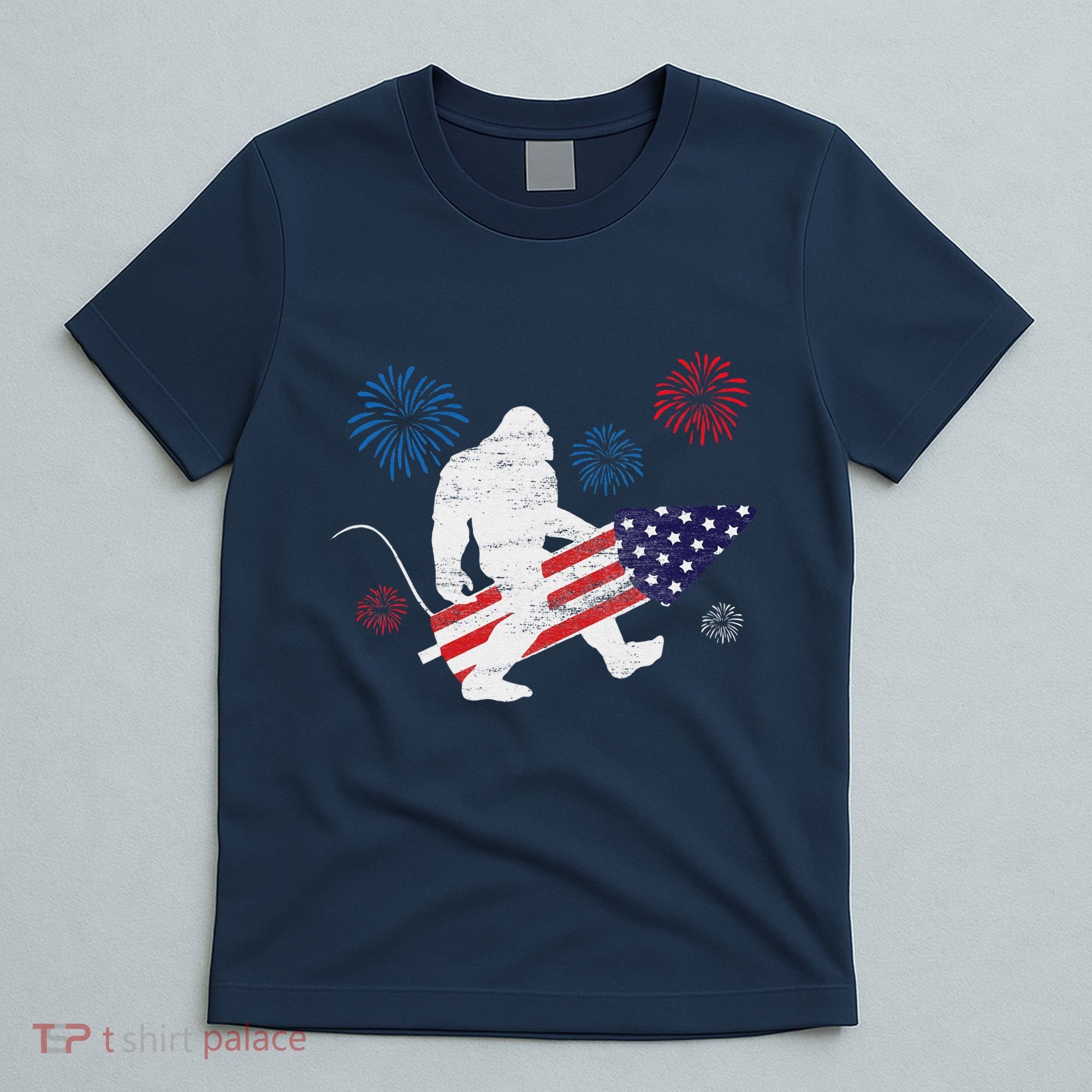 Bigfoot Fireworks Funny 4th Of July Sasquatch Patriotic T-Shirt