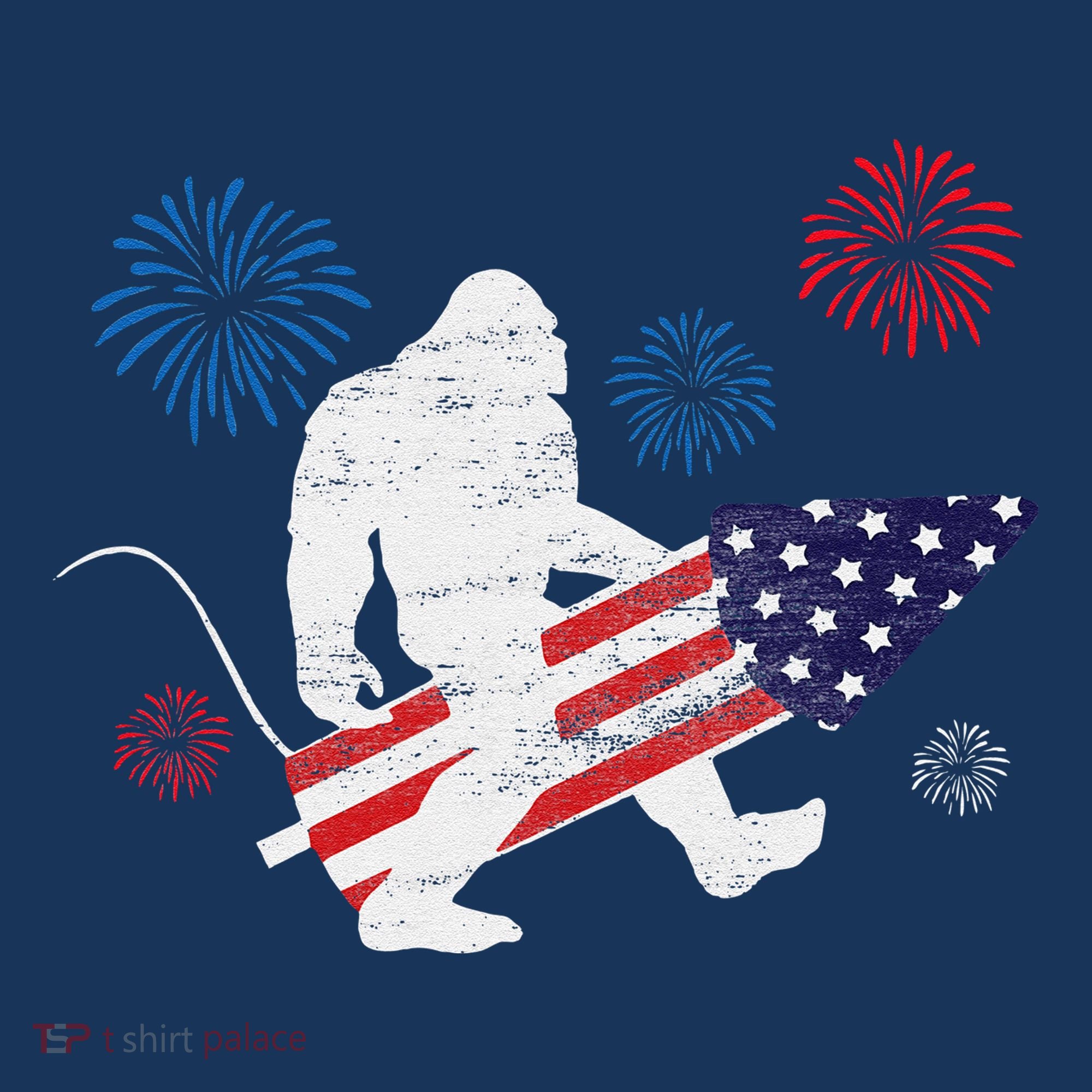 Bigfoot Fireworks Funny 4th Of July Sasquatch Patriotic Bucket Hat