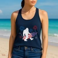 Bigfoot Fireworks Funny 4th Of July Sasquatch Patriotic Women's Tank Top thumb 2