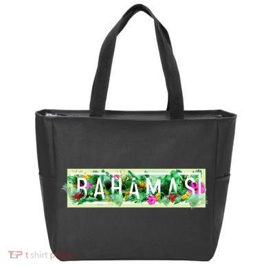 Bahamas Framed Floral Design Tote Bag