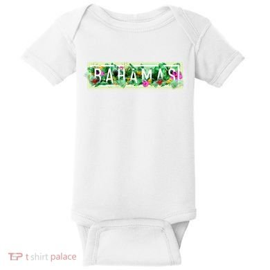 Bahamas Framed Floral Design Baby Bodysuit