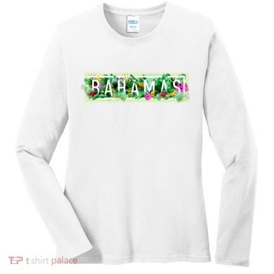 Bahamas Framed Floral Design Women's Long Sleeve Shirt