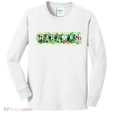 Bahamas Framed Floral Design Kids Long Sleeve Shirt