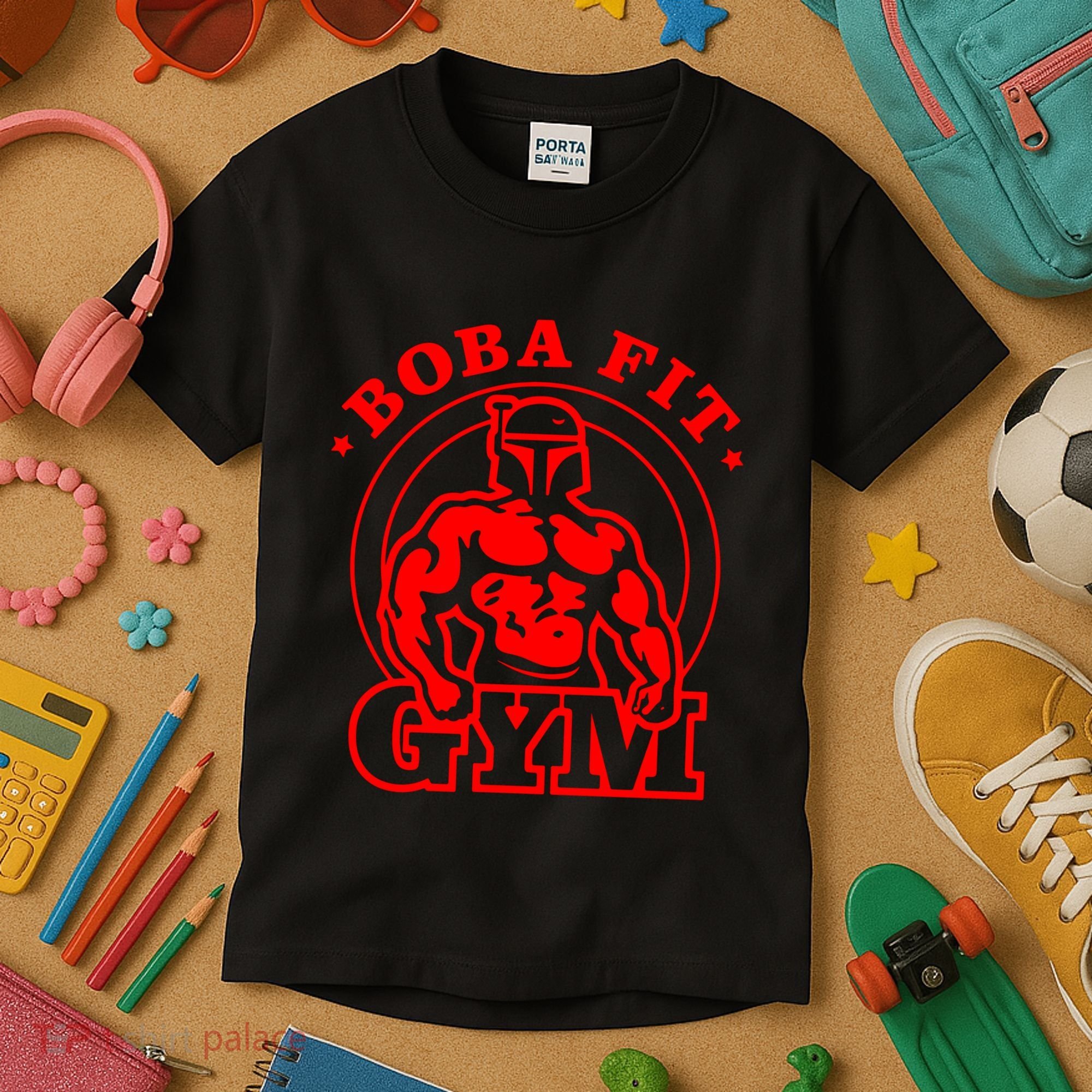 Boba Fit Fat Bodybuilding Gym Kids T-Shirt