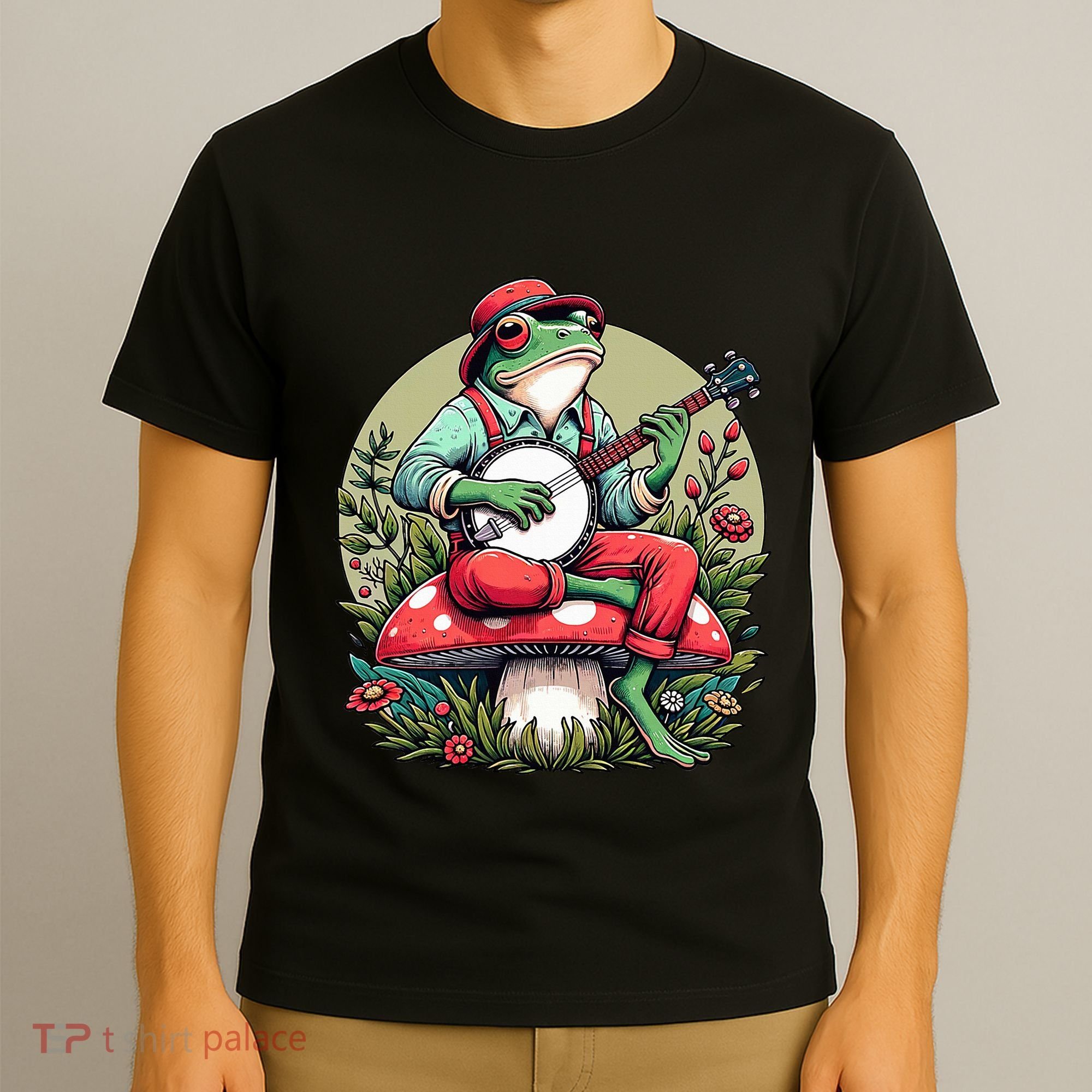 Banjo Froggy Fungi Serenade Cool Funny Frog Mystical Forest T-Shirt