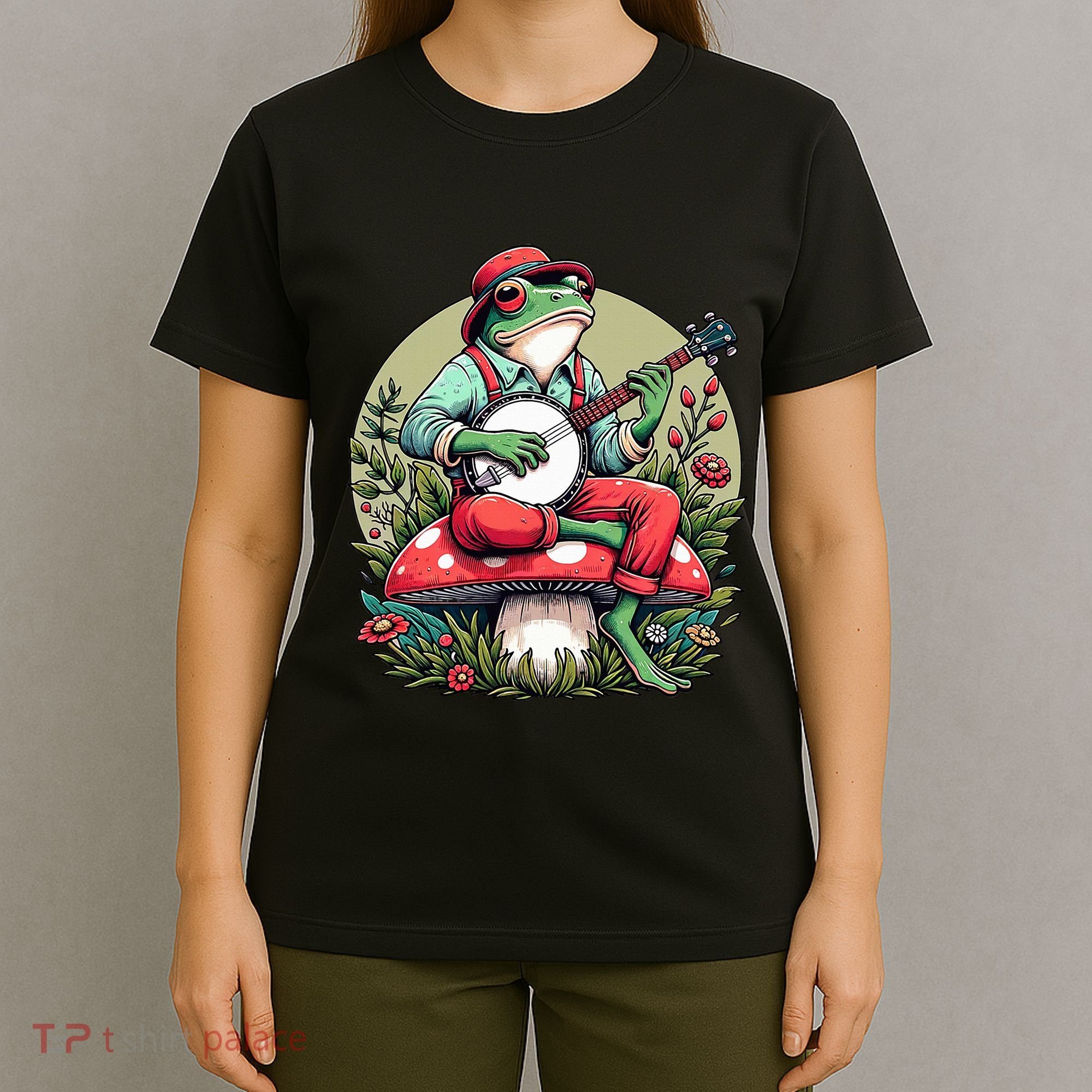 Banjo Froggy Fungi Serenade Cool Funny Frog Mystical Forest T-Shirt