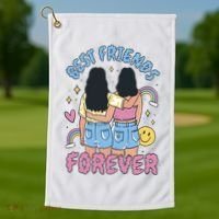 Best Friends Forever Retro Cute Gift Golf Towel thumb 1