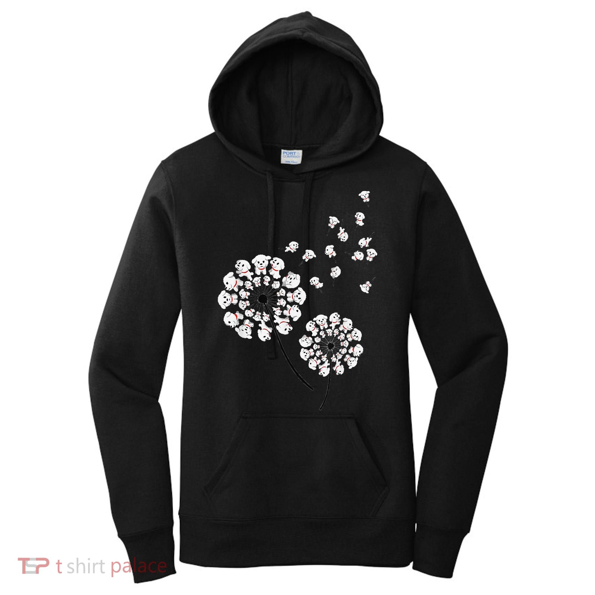 Bichon Frise Flower Fly Dandelion Funny Dog Lover Women's Hoodie