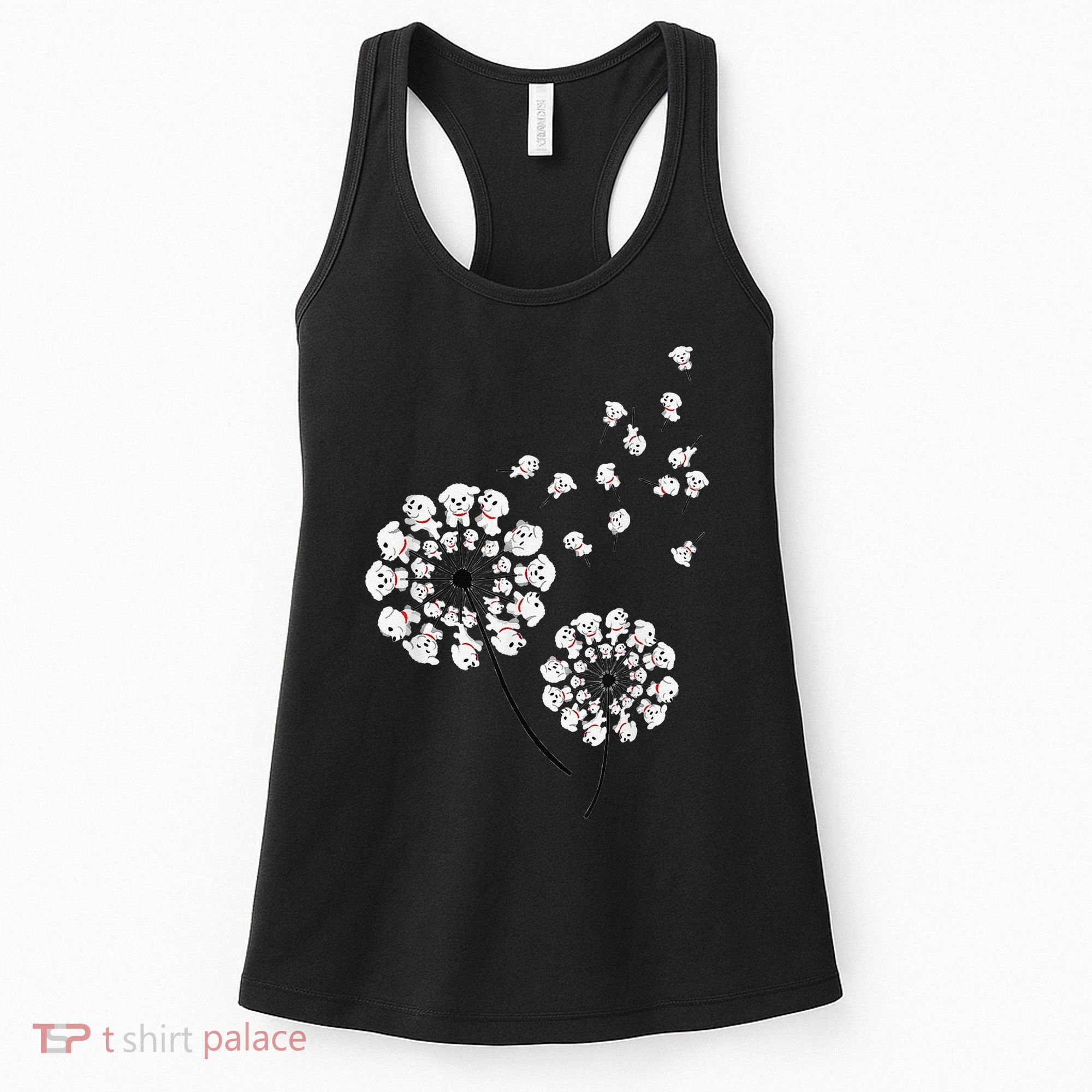 Bichon Frise Flower Fly Dandelion Funny Dog Lover Women's Tank Top