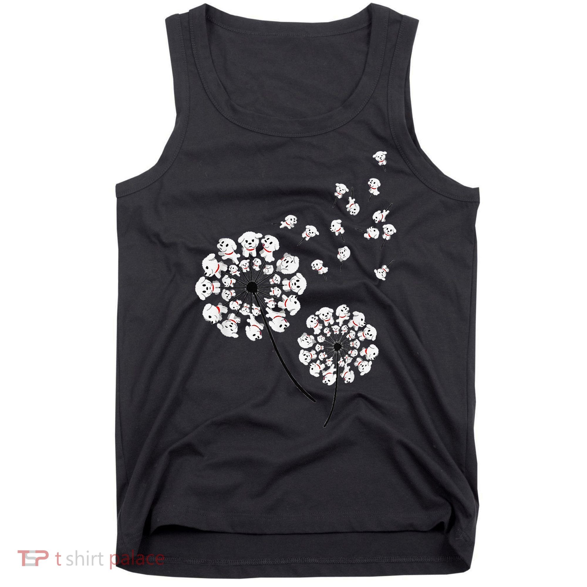Bichon Frise Flower Fly Dandelion Funny Dog Lover Tank Top