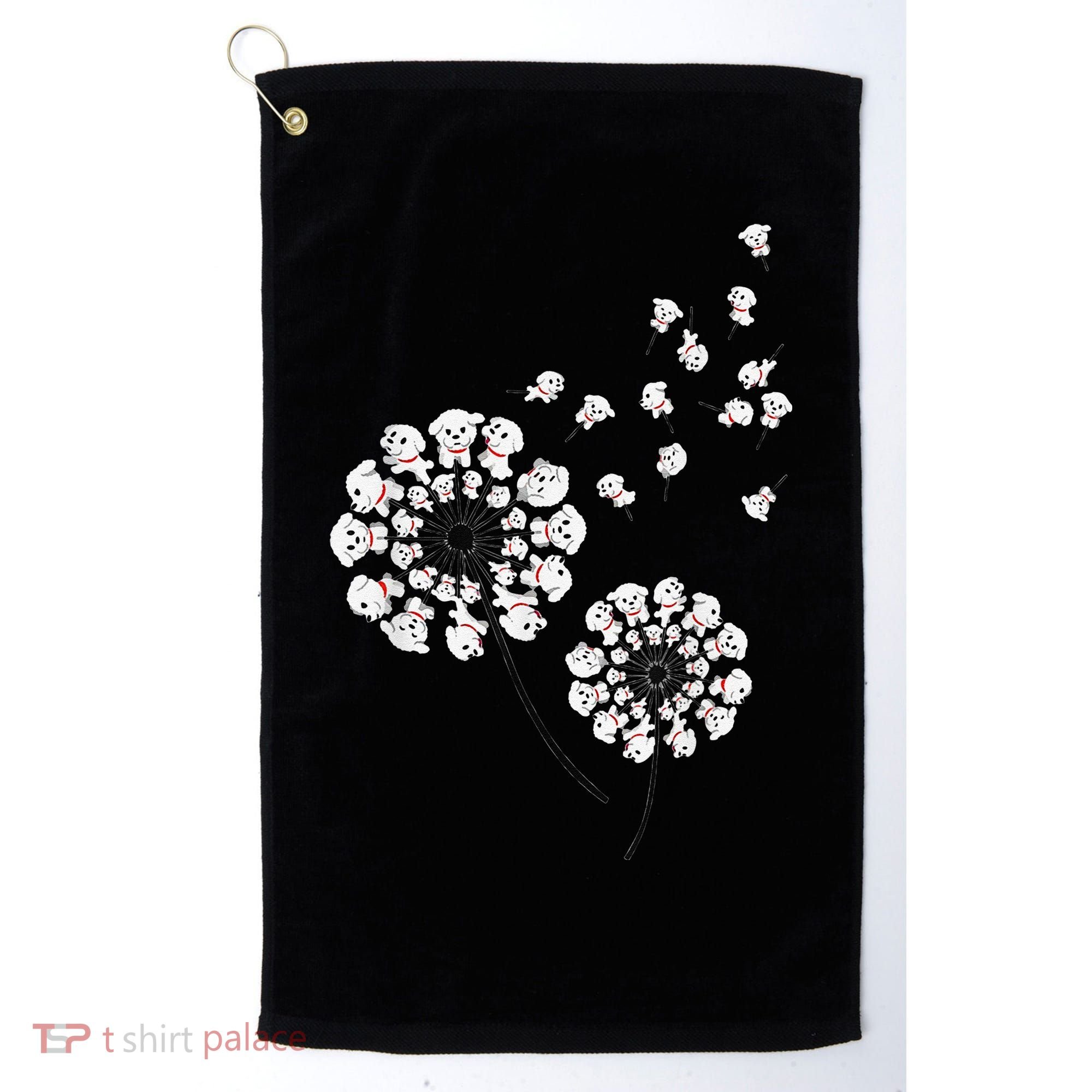 Bichon Frise Flower Fly Dandelion Funny Dog Lover Golf Towel