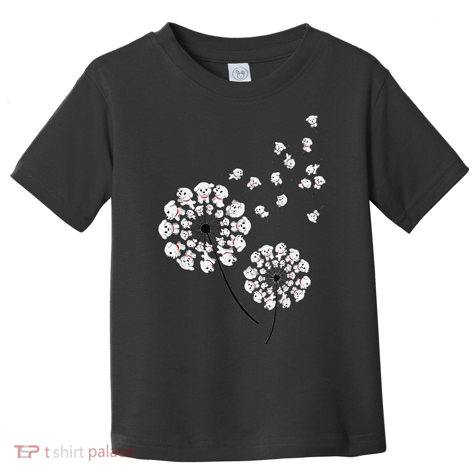 Bichon Frise Flower Fly Dandelion Funny Dog Lover Toddler T-Shirt