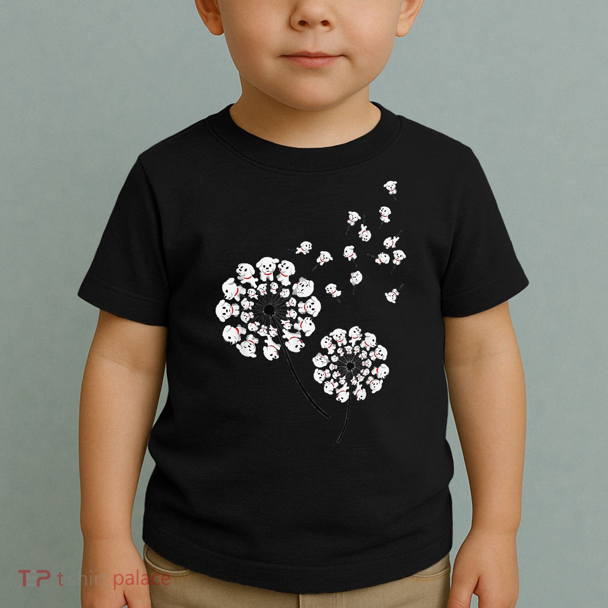 Bichon Frise Flower Fly Dandelion Funny Dog Lover Toddler T-Shirt