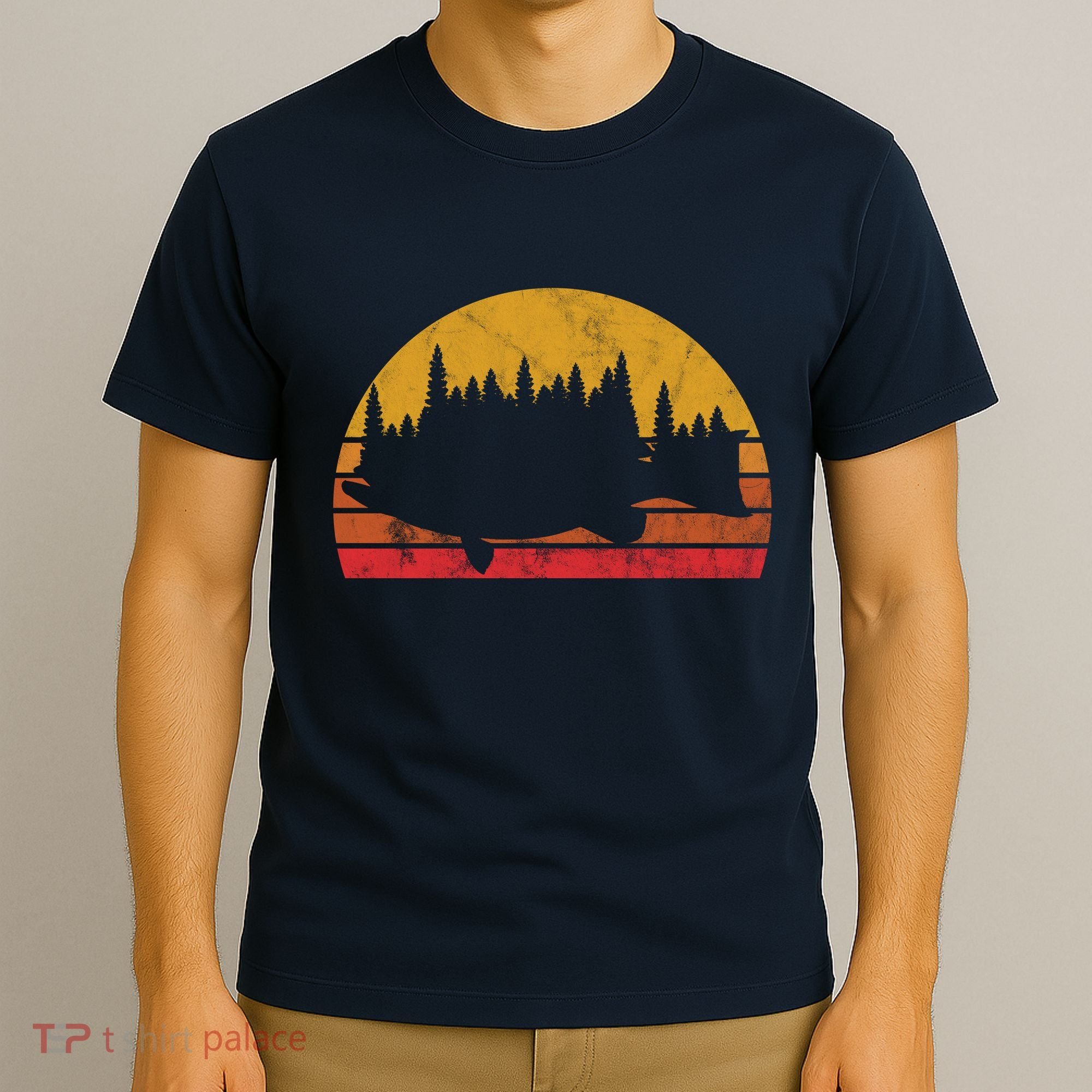 Bass Fishing Forest Sunset T-Shirt