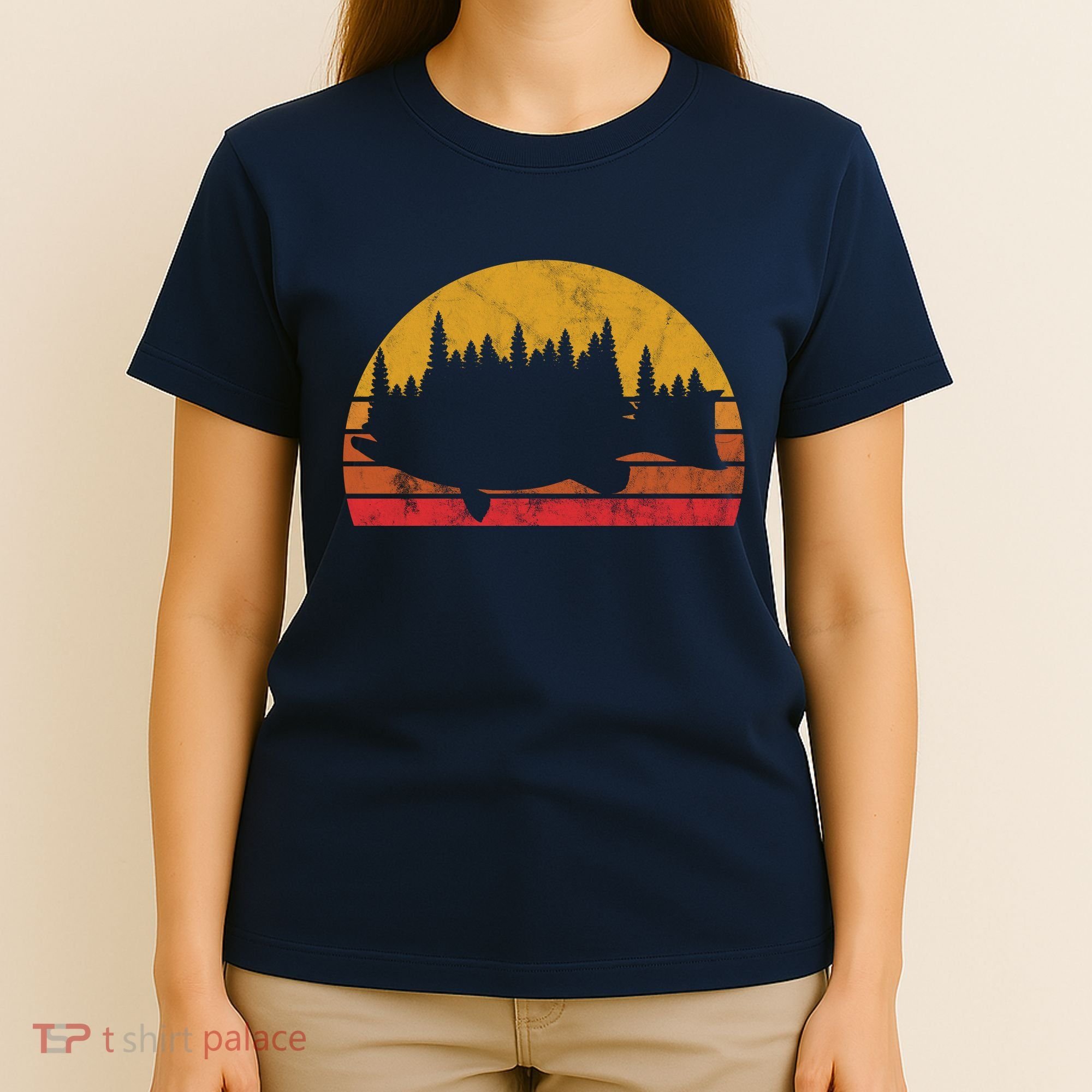 Bass Fishing Forest Sunset T-Shirt