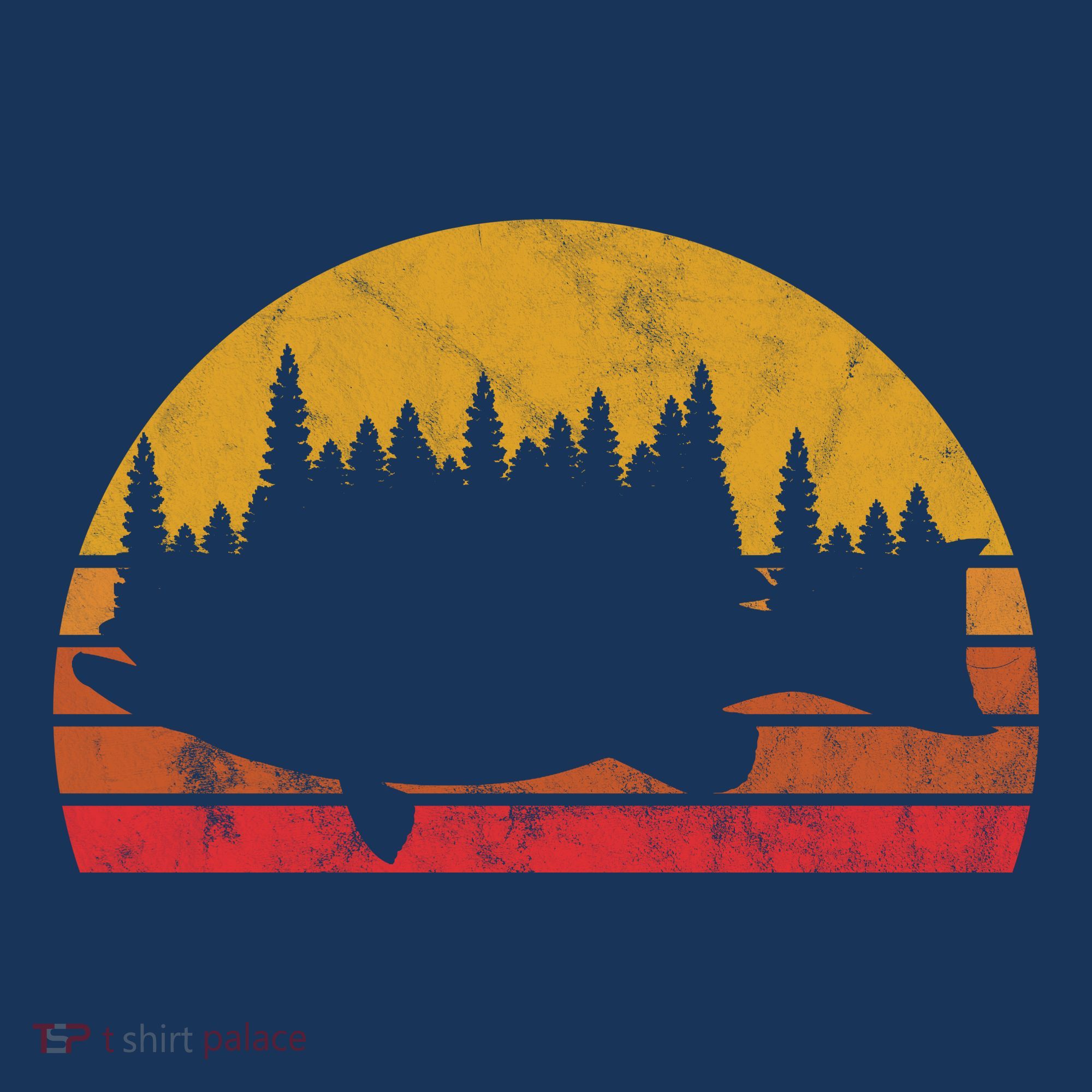 Bass Fishing Forest Sunset T-Shirt