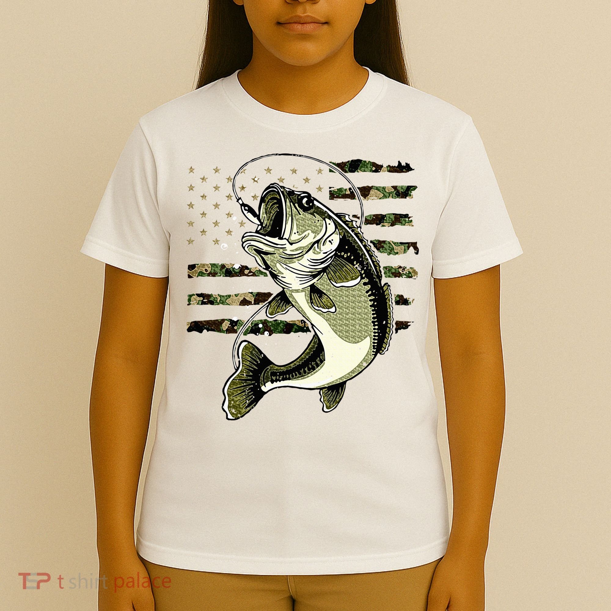 Bass Fish Fishing Usa American Flag T-Shirt